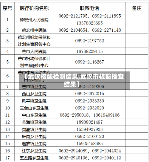 【武汉核酸检测结果,武汉市核酸检查结果】