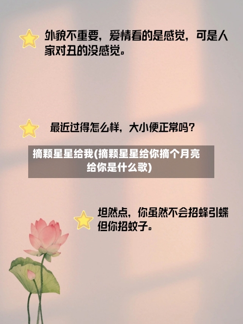 摘颗星星给我(摘颗星星给你摘个月亮给你是什么歌)-第2张图片