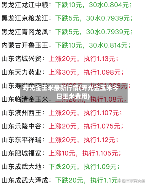 寿光金玉米最新行情(寿光金玉米今日玉米费用)