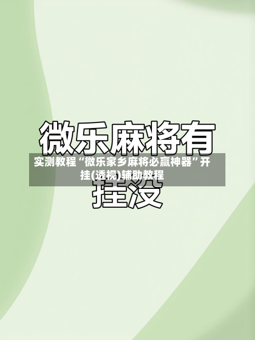 实测教程“微乐家乡麻将必赢神器	”开挂(透视)辅助教程-第2张图片