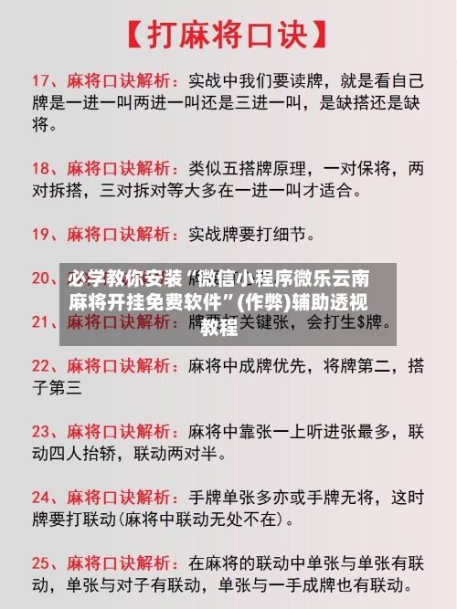 必学教你安装“微信小程序微乐云南麻将开挂免费软件”(作弊)辅助透视教程-第2张图片