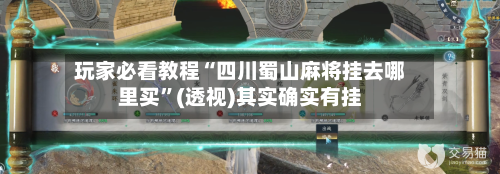 玩家必看教程“四川蜀山麻将挂去哪里买”(透视)其实确实有挂-第3张图片