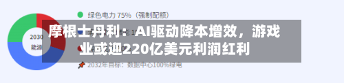 摩根士丹利：AI驱动降本增效，游戏业或迎220亿美元利润红利