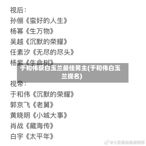 于和伟获白玉兰最佳男主(于和伟白玉兰提名)-第2张图片