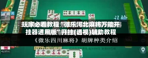 玩家必看教程“微乐河北麻将万能开挂器通用版”开挂(透视)辅助教程-第2张图片