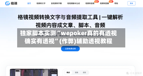 独家脚本实测“wepoker真的有透视确实有透视	”(作弊)辅助透视教程-第2张图片
