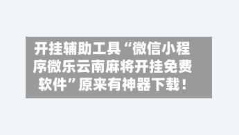 开挂辅助工具“微信小程序微乐云南麻将开挂免费软件”原来有神器下载！-第2张图片