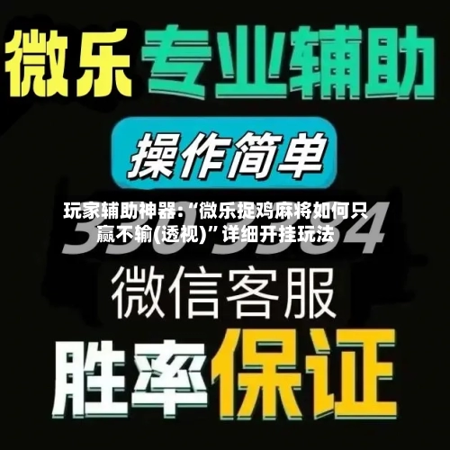 玩家辅助神器:“微乐捉鸡麻将如何只赢不输(透视)”详细开挂玩法-第2张图片