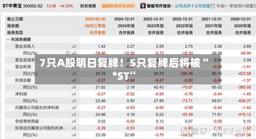 7只A股明日复牌！5只复牌后将被“*ST”-第2张图片