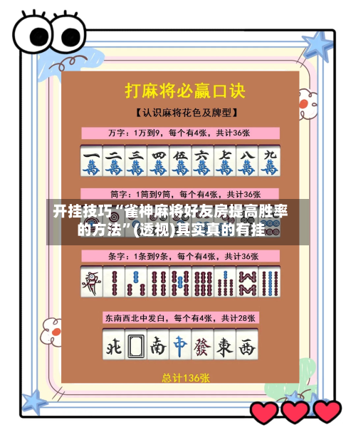 开挂技巧“雀神麻将好友房提高胜率的方法	”(透视)其实真的有挂-第2张图片