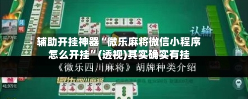 辅助开挂神器“微乐麻将微信小程序怎么开挂”(透视)其实确实有挂-第2张图片