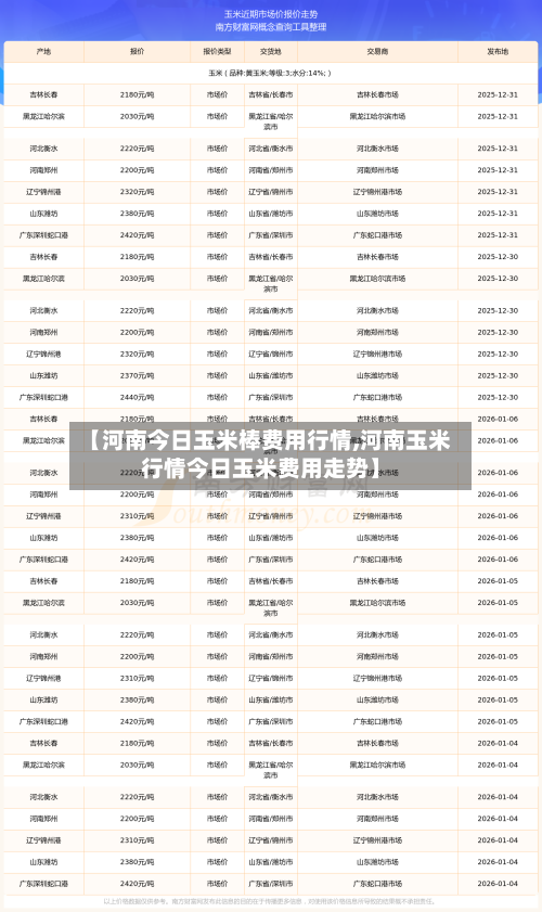 【河南今日玉米棒费用行情,河南玉米行情今日玉米费用走势】-第1张图片