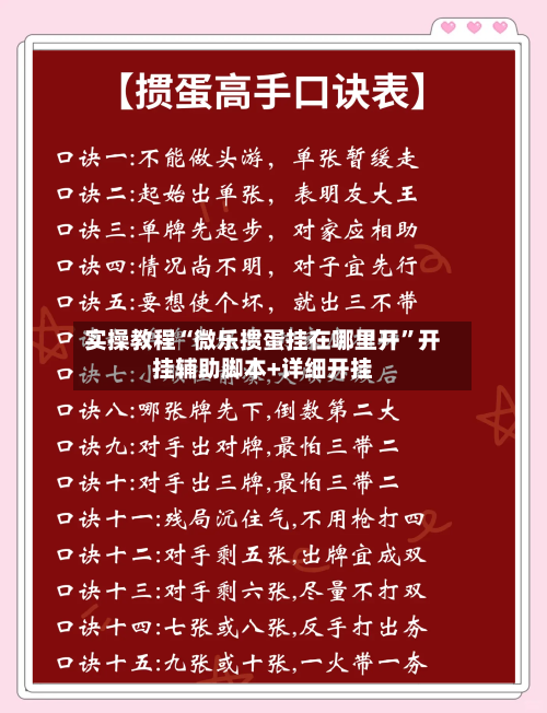 实操教程“微乐掼蛋挂在哪里开”开挂辅助脚本+详细开挂-第3张图片