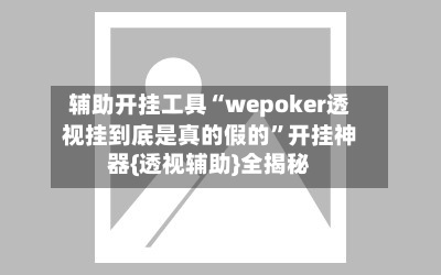 辅助开挂工具“wepoker透视挂到底是真的假的”开挂神器{透视辅助}全揭秘-第2张图片