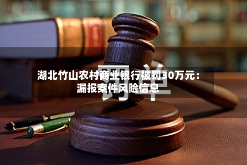 湖北竹山农村商业银行被罚30万元：漏报案件风险信息