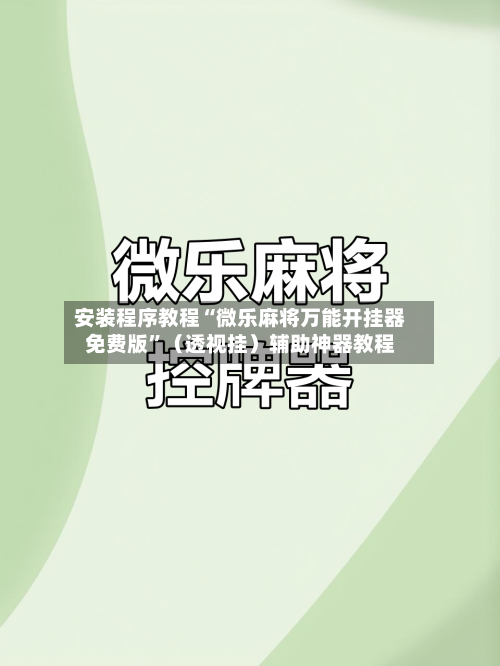 安装程序教程“微乐麻将万能开挂器免费版	”（透视挂）辅助神器教程-第2张图片