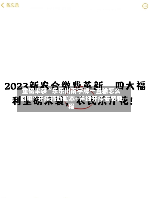 重磅来袭“乐乐川南字牌一直输怎么回事”开挂辅助脚本+详细开挂安装教程-第2张图片