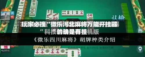 玩家必搜“微乐河北麻将万能开挂器	”的确是有挂-第3张图片