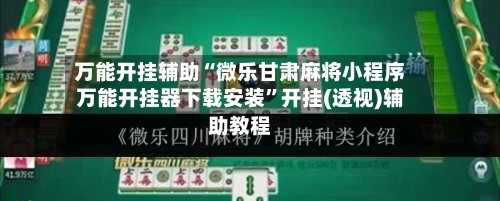 万能开挂辅助“微乐甘肃麻将小程序万能开挂器下载安装	”开挂(透视)辅助教程-第2张图片