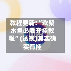教程更新!“欢聚水鱼必胜开挂教程”(透视)其实确实有挂-第3张图片