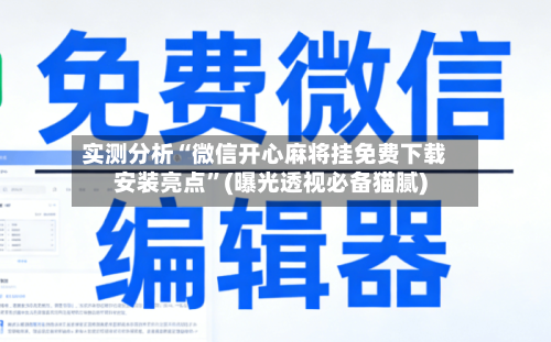 实测分析“微信开心麻将挂免费下载安装亮点”(曝光透视必备猫腻)-第2张图片