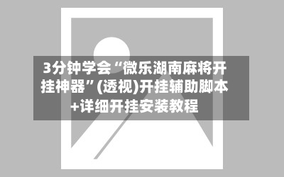 3分钟学会“微乐湖南麻将开挂神器	”(透视)开挂辅助脚本+详细开挂安装教程-第3张图片
