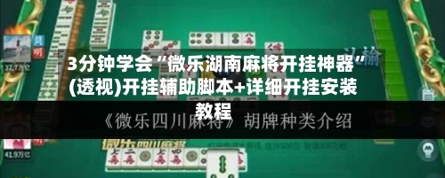 3分钟学会“微乐湖南麻将开挂神器”(透视)开挂辅助脚本+详细开挂安装教程