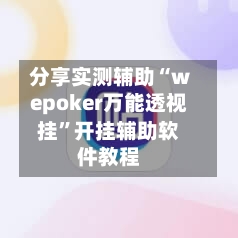 分享实测辅助“wepoker万能透视挂”开挂辅助软件教程-第3张图片