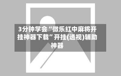 3分钟学会“微乐红中麻将开挂神器下载	”开挂(透视)辅助神器-第2张图片