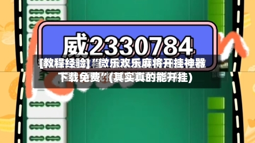 [教程经验]“微乐欢乐麻将开挂神器下载免费”(其实真的能开挂)