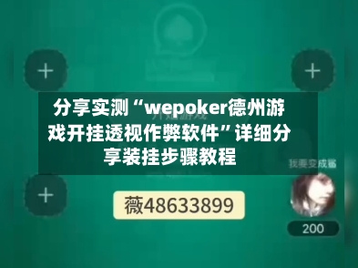 分享实测“wepoker德州游戏开挂透视作弊软件	”详细分享装挂步骤教程-第2张图片