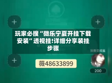 玩家必搜“微乐宁夏开挂下载安装”透视挂!详细分享装挂步骤-第2张图片
