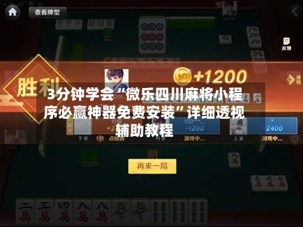 3分钟学会“微乐四川麻将小程序必赢神器免费安装”详细透视辅助教程-第2张图片