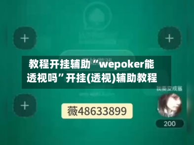 教程开挂辅助“wepoker能透视吗”开挂(透视)辅助教程-第2张图片