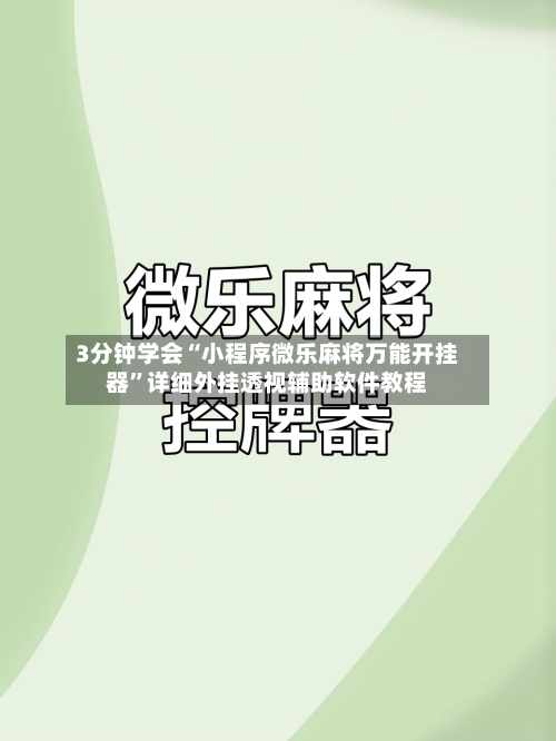 3分钟学会“小程序微乐麻将万能开挂器	”详细外挂透视辅助软件教程-第2张图片