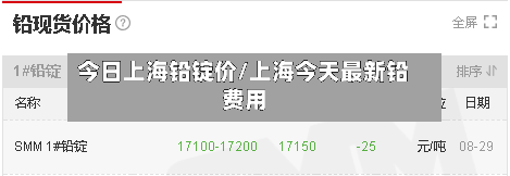 今日上海铅锭价/上海今天最新铅费用-第2张图片